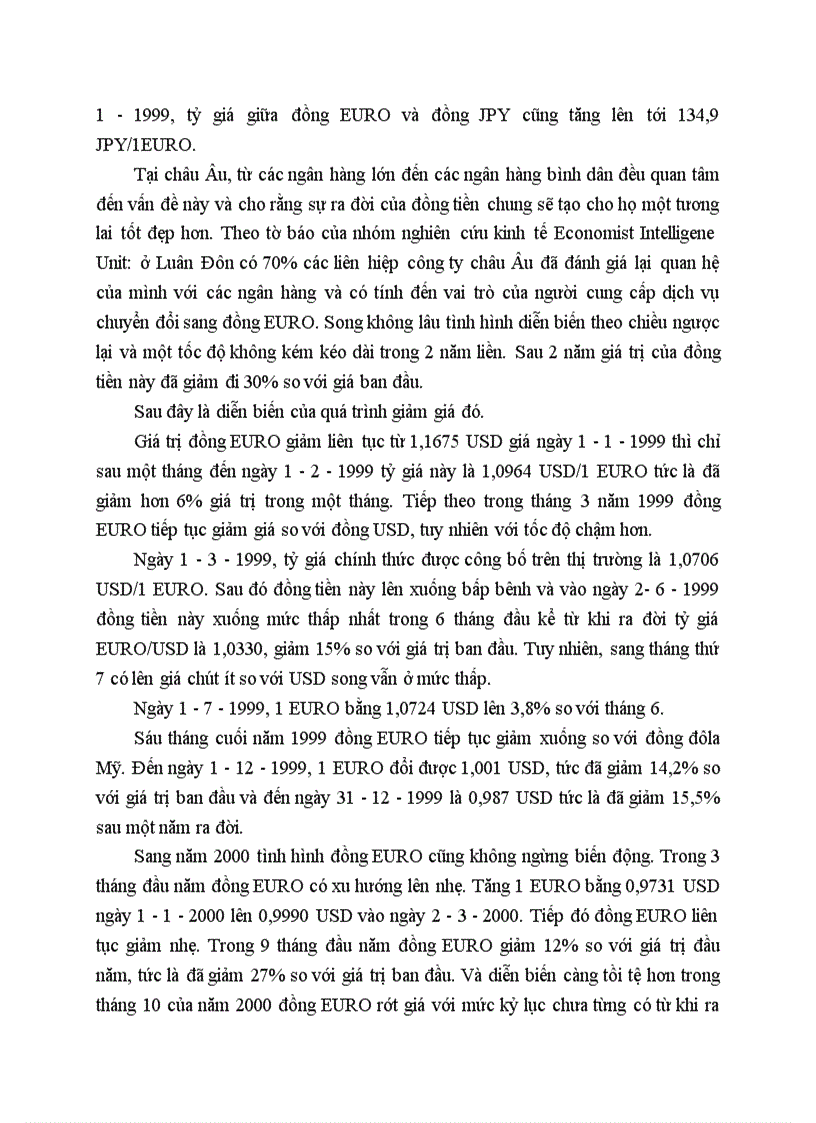 image for page Tình hình biến động của đồng EURO và can thiệp của Liên Minh châu âu