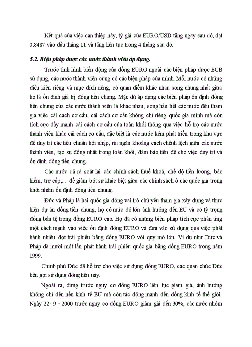 image for page Tình hình biến động của đồng EURO và can thiệp của Liên Minh châu âu