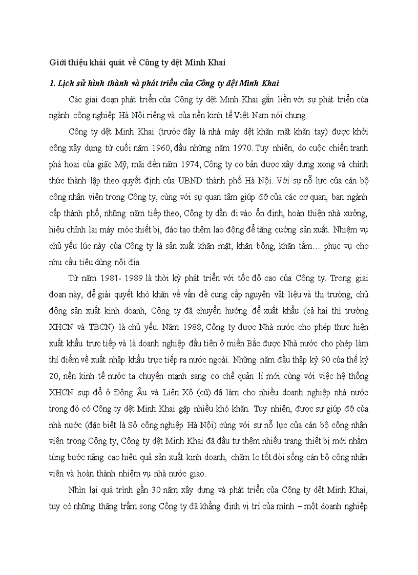 image for page Giới thiệu khái quát về Công ty dệt Minh Khai