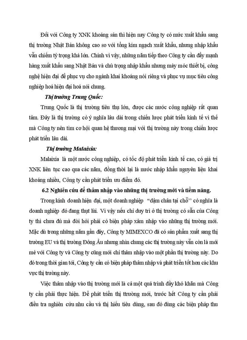 image for page Một số giải pháp nhằm mở rộng thị trường công ty mimexco