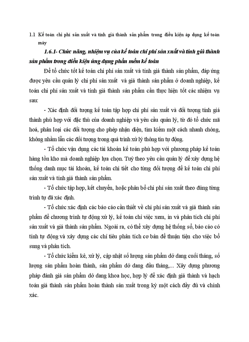 Kế toán chi phí sản xuất và tính giá thành sản phẩm trong điều kiện áp dụng kế toán máy