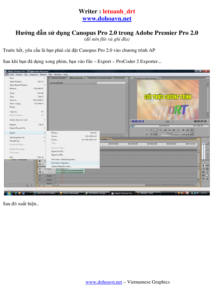 image for page Hướng dẫn sử dụng Canopus Pro 2 0 trong Adobe Premier Pro 2 0