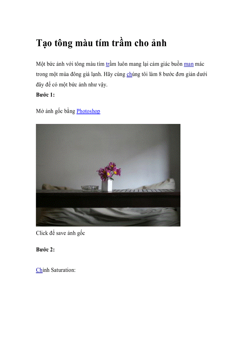 image for page Tạo tông màu tím trầm cho ảnh