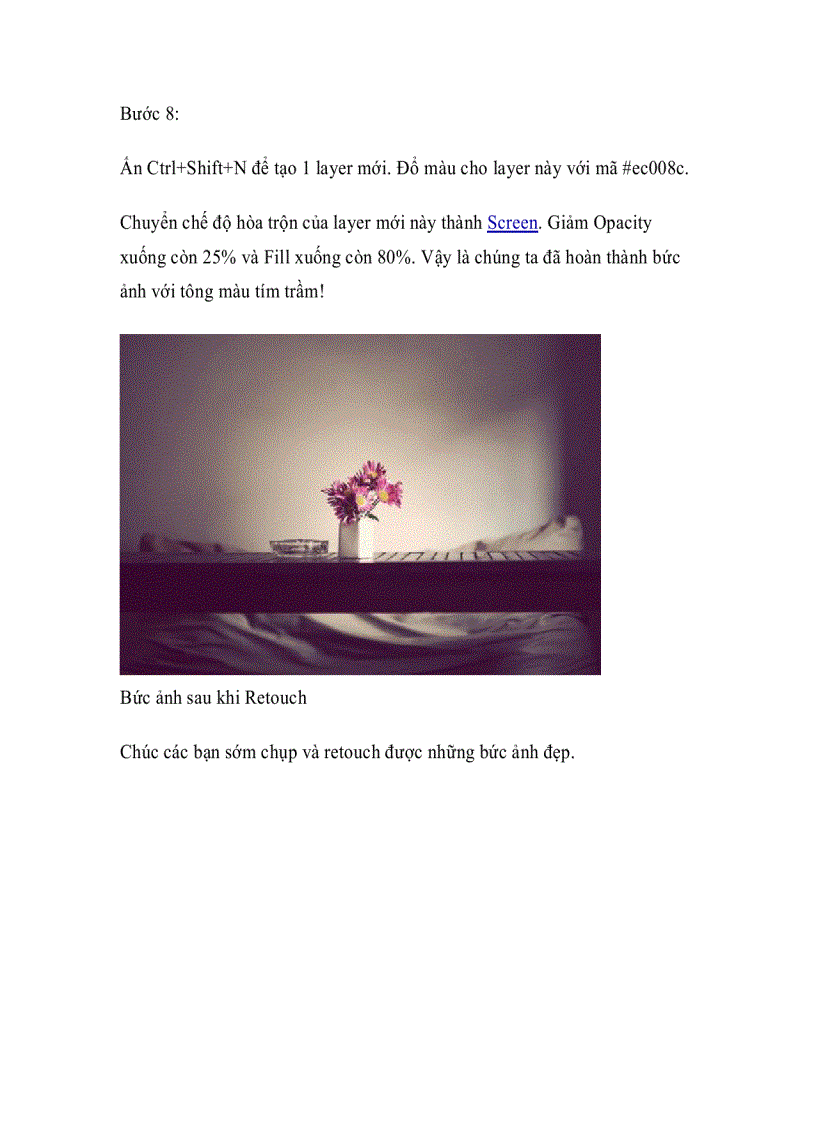 image for page Tạo tông màu tím trầm cho ảnh