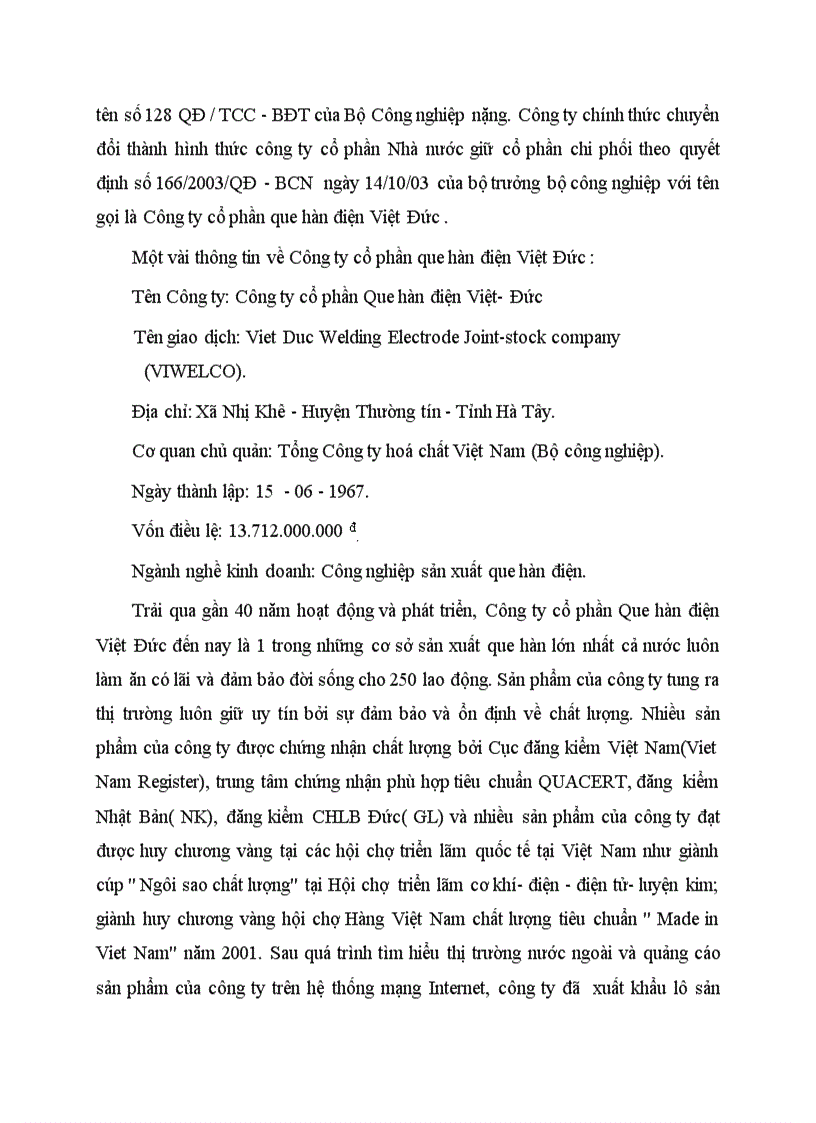 image for page Một số nét khái quát về Công ty cổ phần que hàn điện Việt Đức