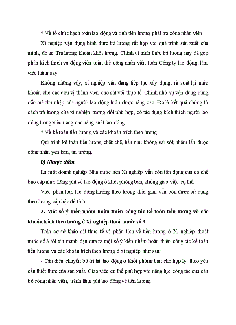 image for page Nhận xét đánh giá và một số ý kiến đề xuất nhằm hoàn thiện công tác kế toán tiền lương và các khoản trích theo lương của Xí nghiệp thoát nước số 3 thuộc Công ty thoát nước Hà Nội
