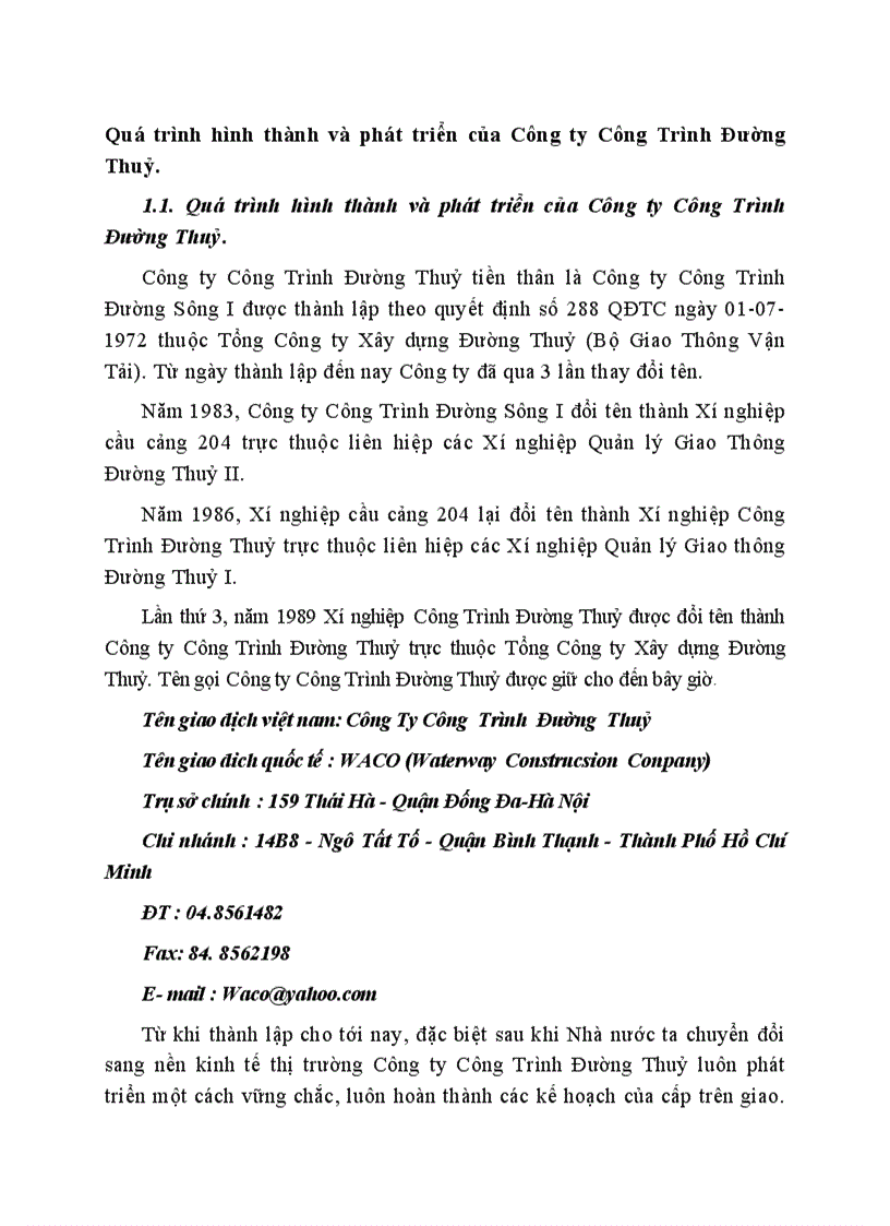 image for page Quá trình hình thành và phát triển của Công ty Công Trình Đường Thuỷ