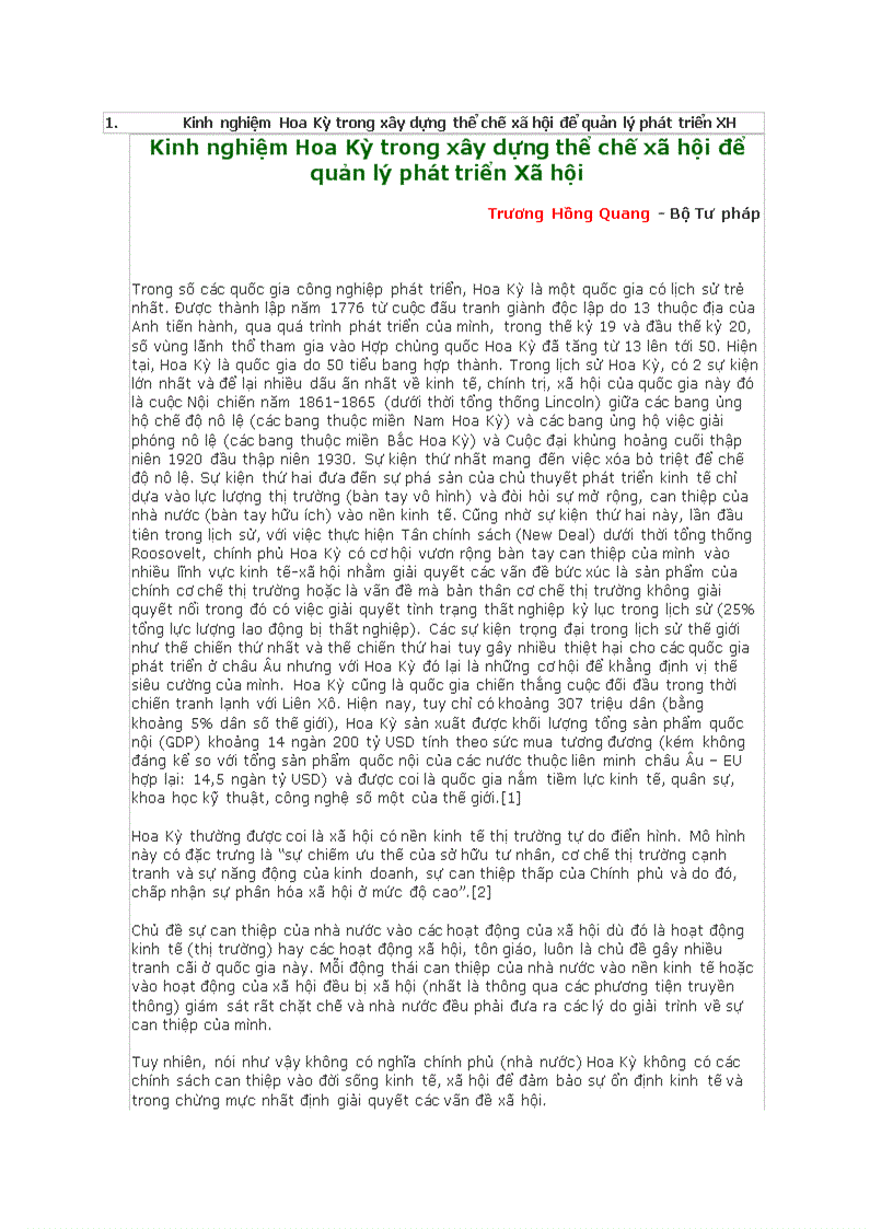 image for page Kinh nghiệm Hoa Kỳ trong xây dựng thể chế xã hội để quản lý phát triển XH