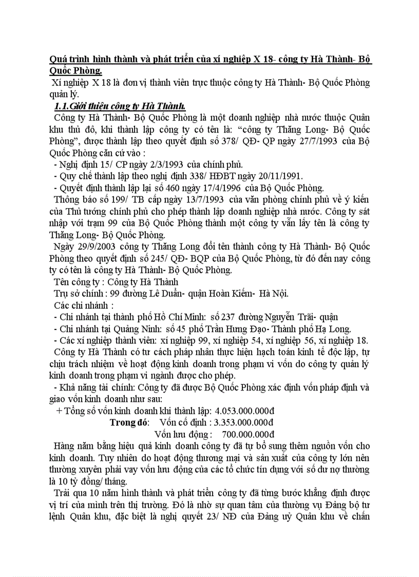 image for page Quá trình hình thành và phát triển của xí nghiệp X 18 công ty Hà Thành Bộ Quốc Phòng