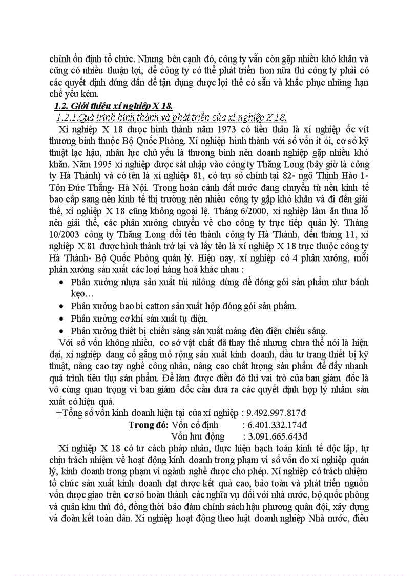 image for page Quá trình hình thành và phát triển của xí nghiệp X 18 công ty Hà Thành Bộ Quốc Phòng