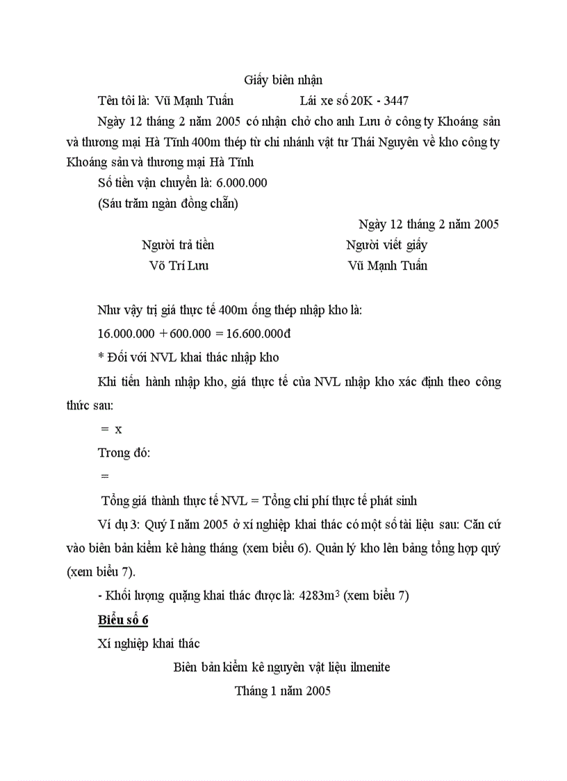 image for page Thực trạng công tác quản lý về chi phí nguyên vật liệu tại công ty khoáng sản và thương mại Hà Tĩnh