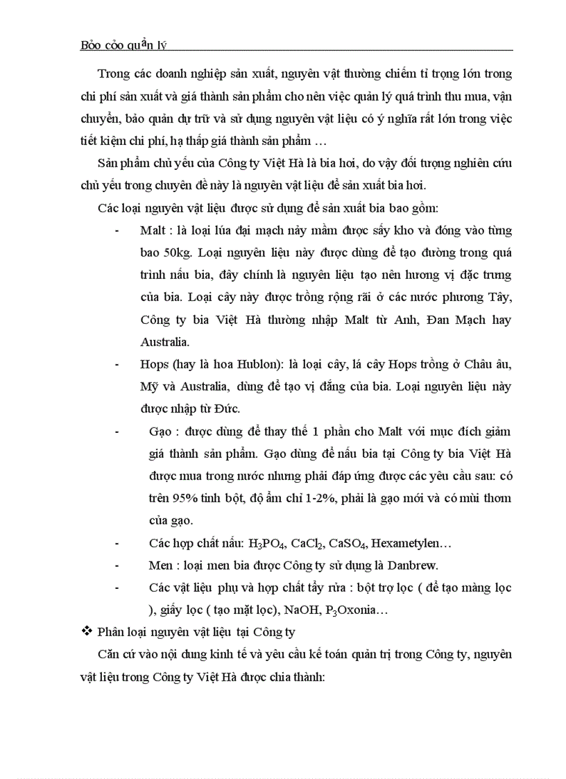 image for page Thực trạng về tình hình quản lý nguyên vật liệu tại công ty sản xuất kinh doanh đầu tư và dịch vụ Việt Hà