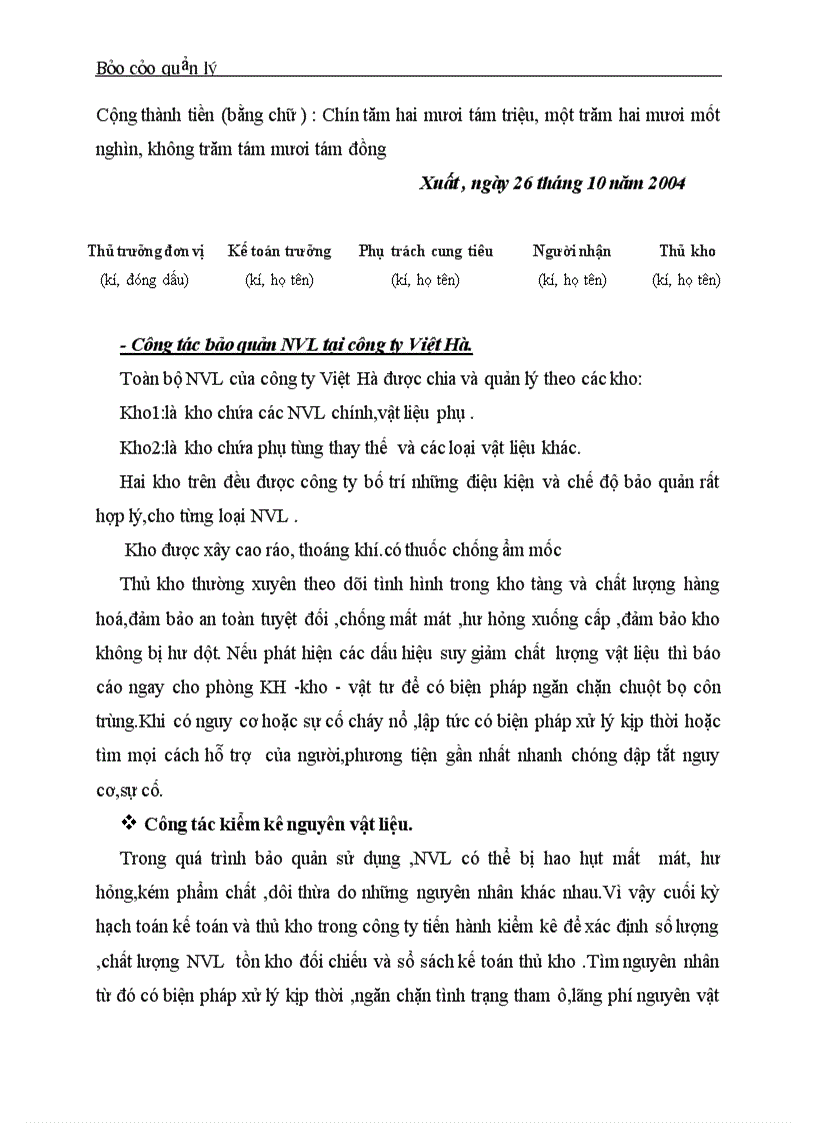 image for page Thực trạng về tình hình quản lý nguyên vật liệu tại công ty sản xuất kinh doanh đầu tư và dịch vụ Việt Hà