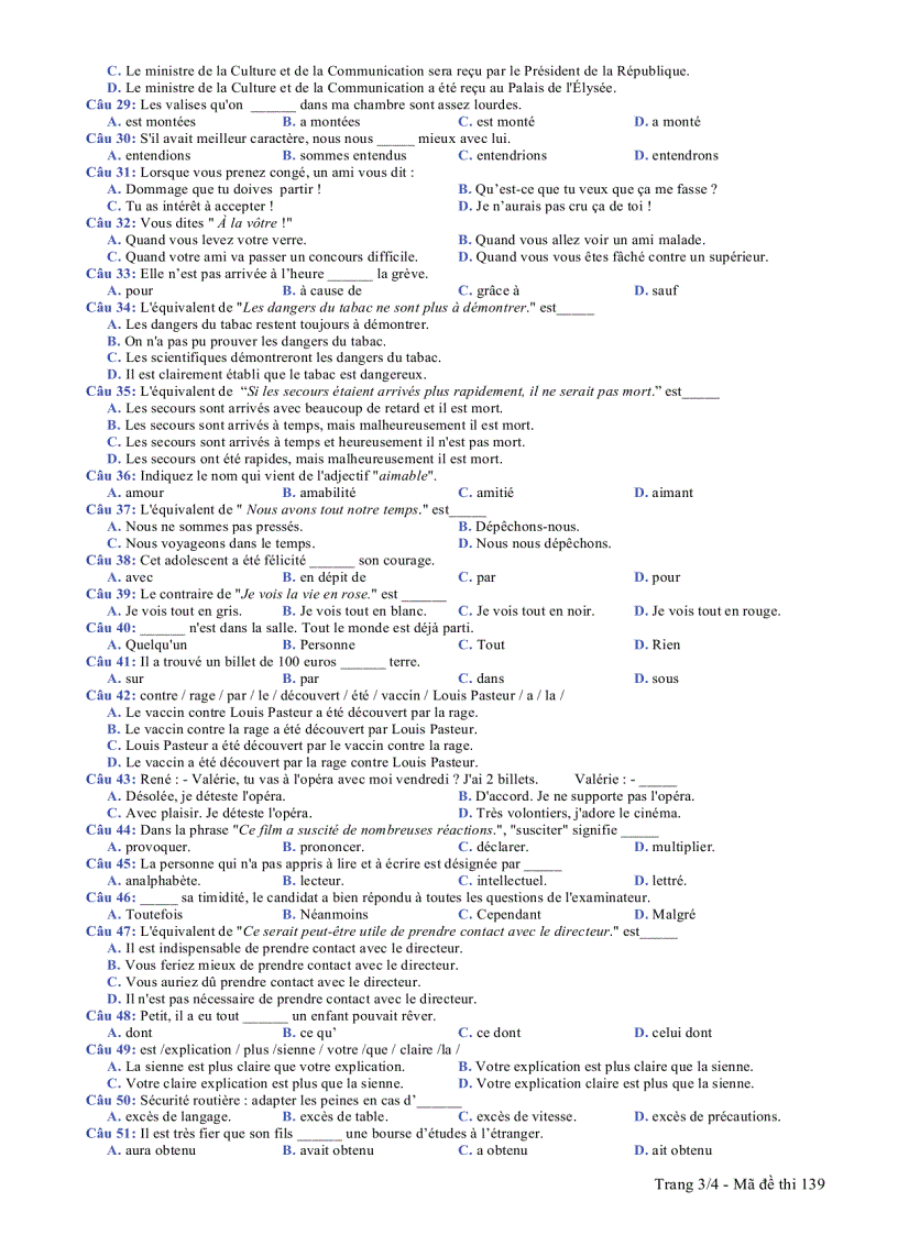 image for page Đáp án môn tiếng Pháp khối D năm 2007 1