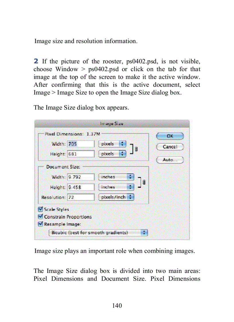 image for page Viewing an image s size and resolution
