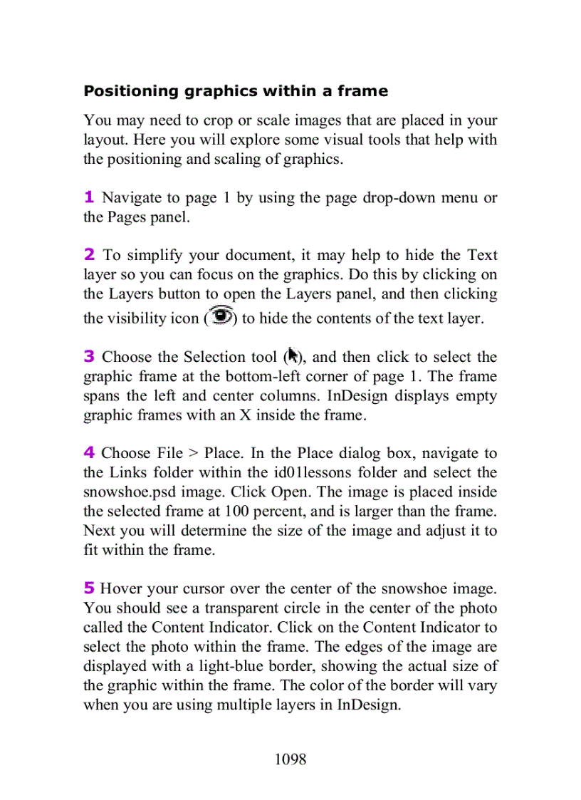 image for page Positioning graphics within a frame
