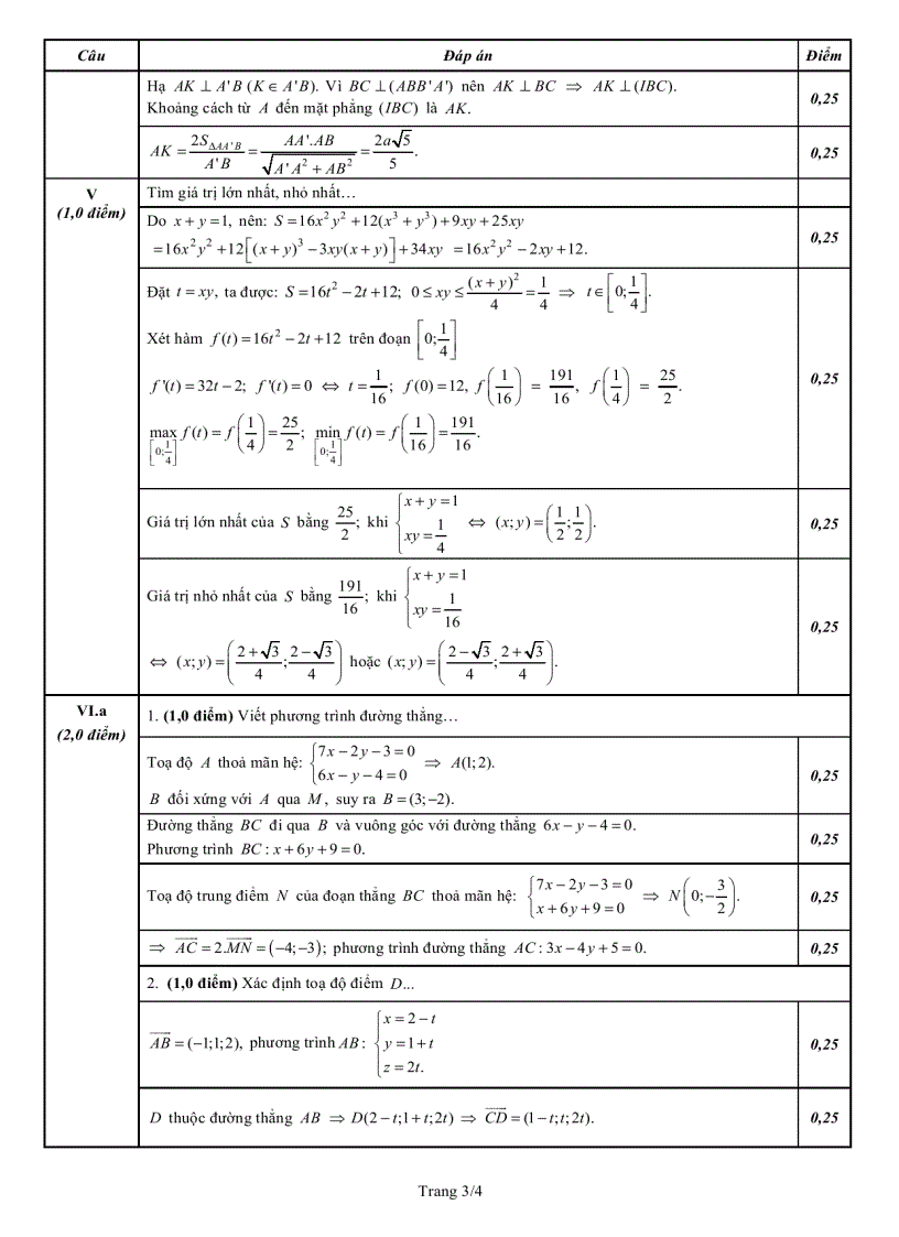 image for page Đáp án môn toán khối D năm 2009