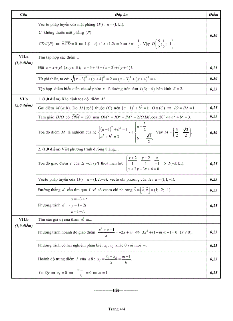 image for page Đáp án môn toán khối D năm 2009