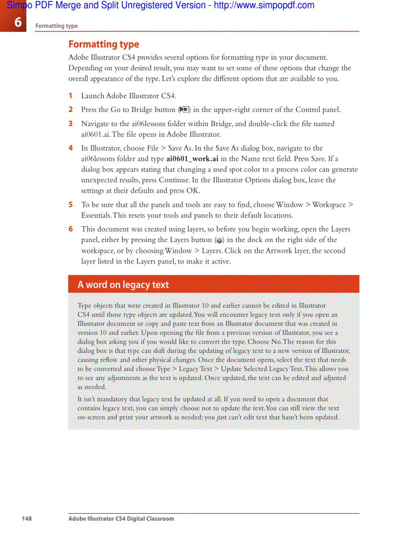 image for page Formatting type Adobe Illustrator CS4