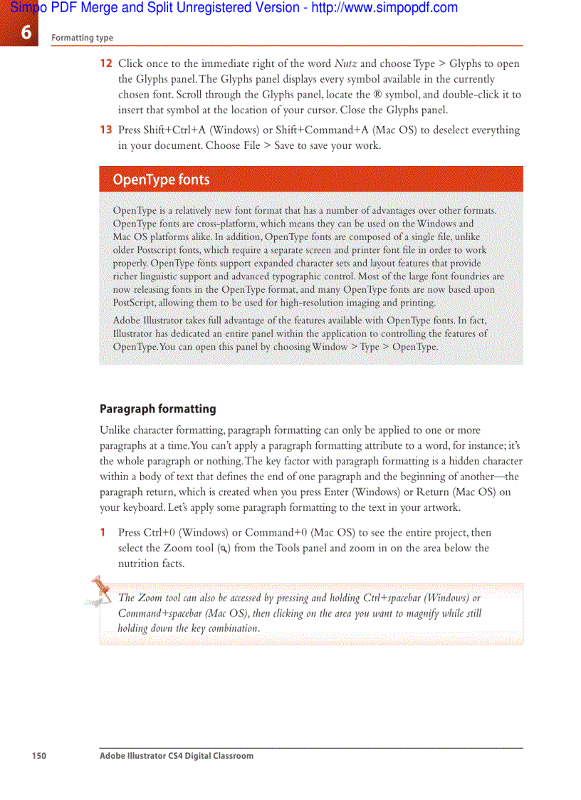 image for page Formatting type Adobe Illustrator CS4