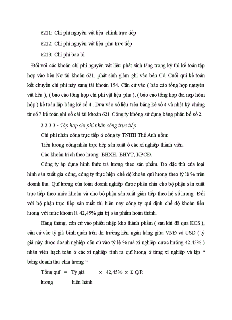 image for page Thực trạng tổ chức công tác kế toán tập hợp chi phí sản xuất và tính giá thành sản phẩm tại công ty TNHH Thế Anh