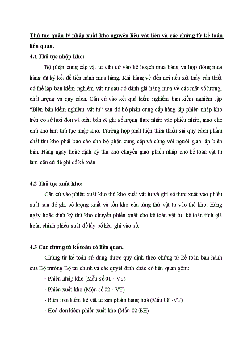 image for page Thủ tục quản lý nhập xuất kho nguyên liệu vật liệu và các chứng từ kế toán liên quan