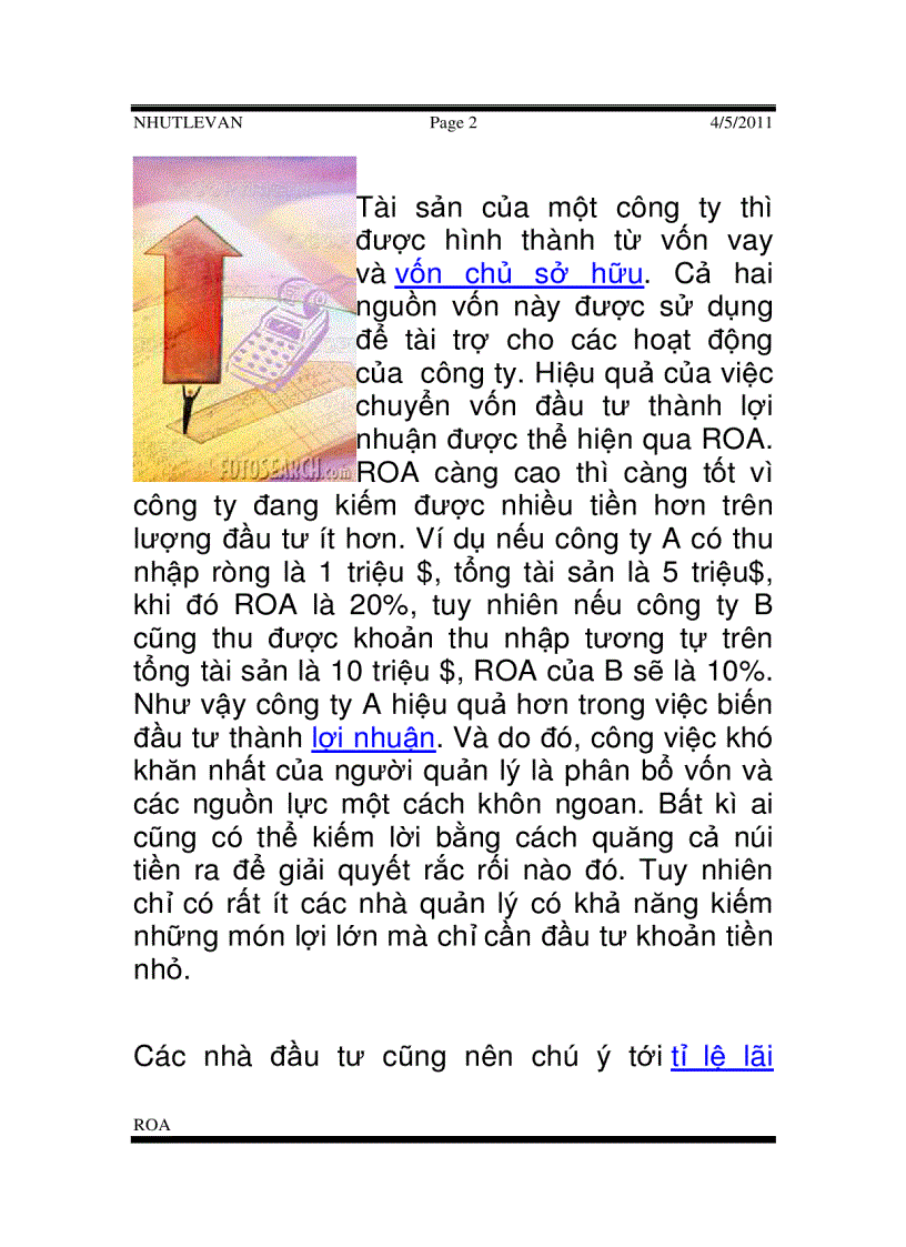 image for page Hệ số thu nhập tài sản Return On Assets ROA
