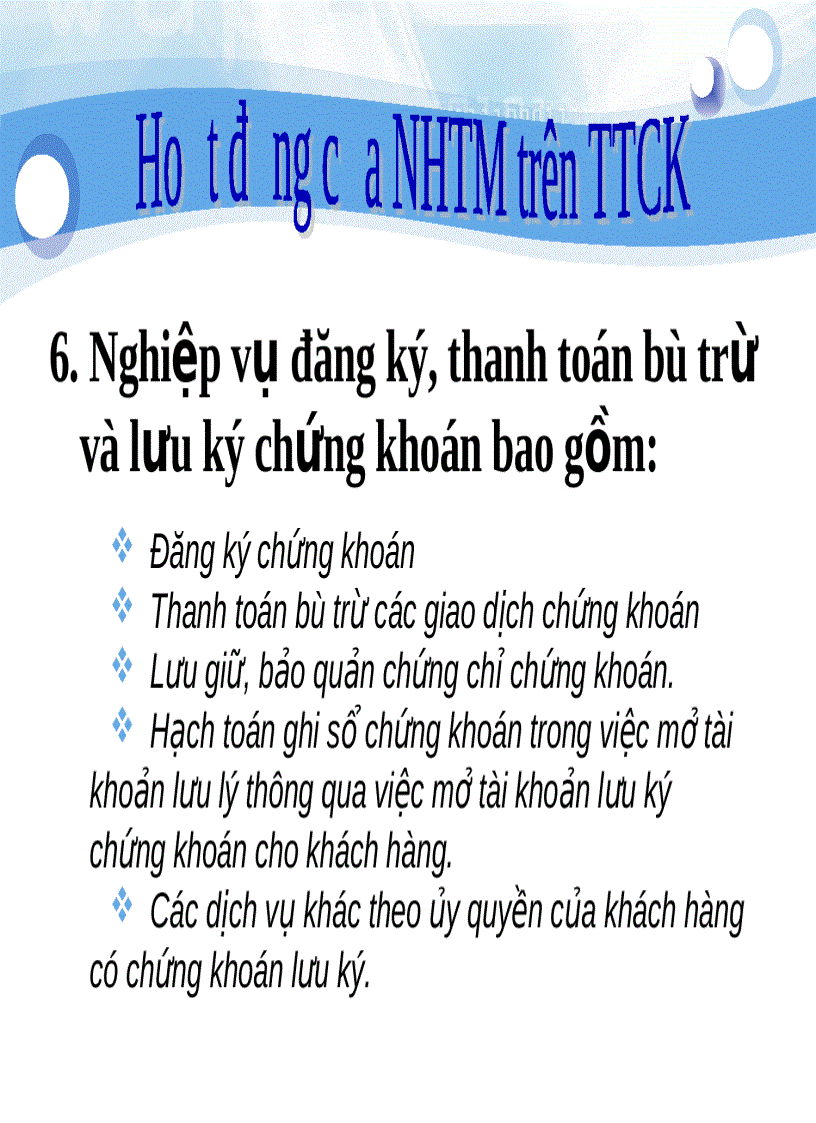 image for page Ngân hàng thương mại trong thị trường chứng khoán