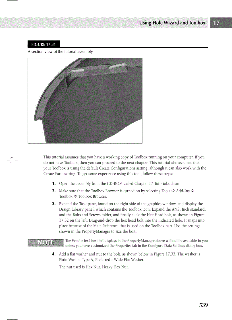 image for page Using Hole Wizard and Toolbox
