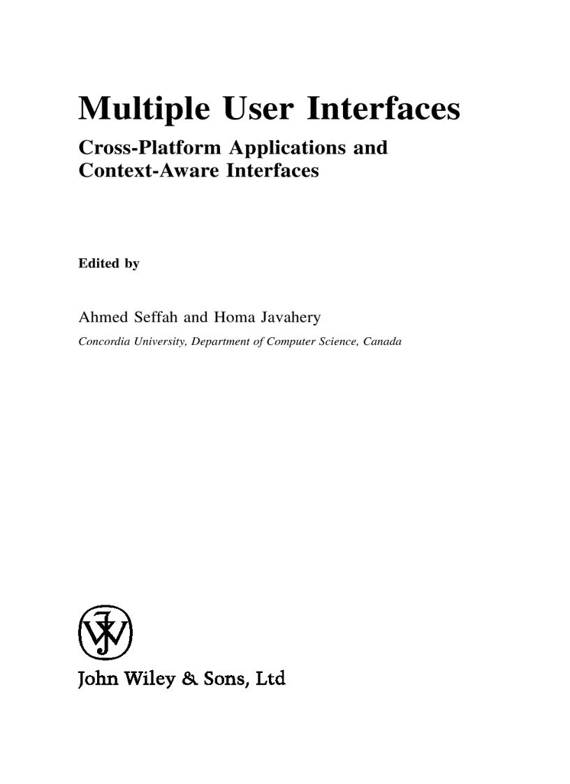 image for page Multiple User Interfaces Cross Platform Applications and Context Aware Interfaces