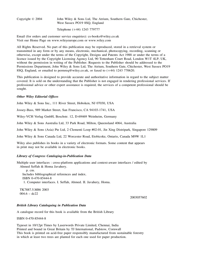 image for page Multiple User Interfaces Cross Platform Applications and Context Aware Interfaces