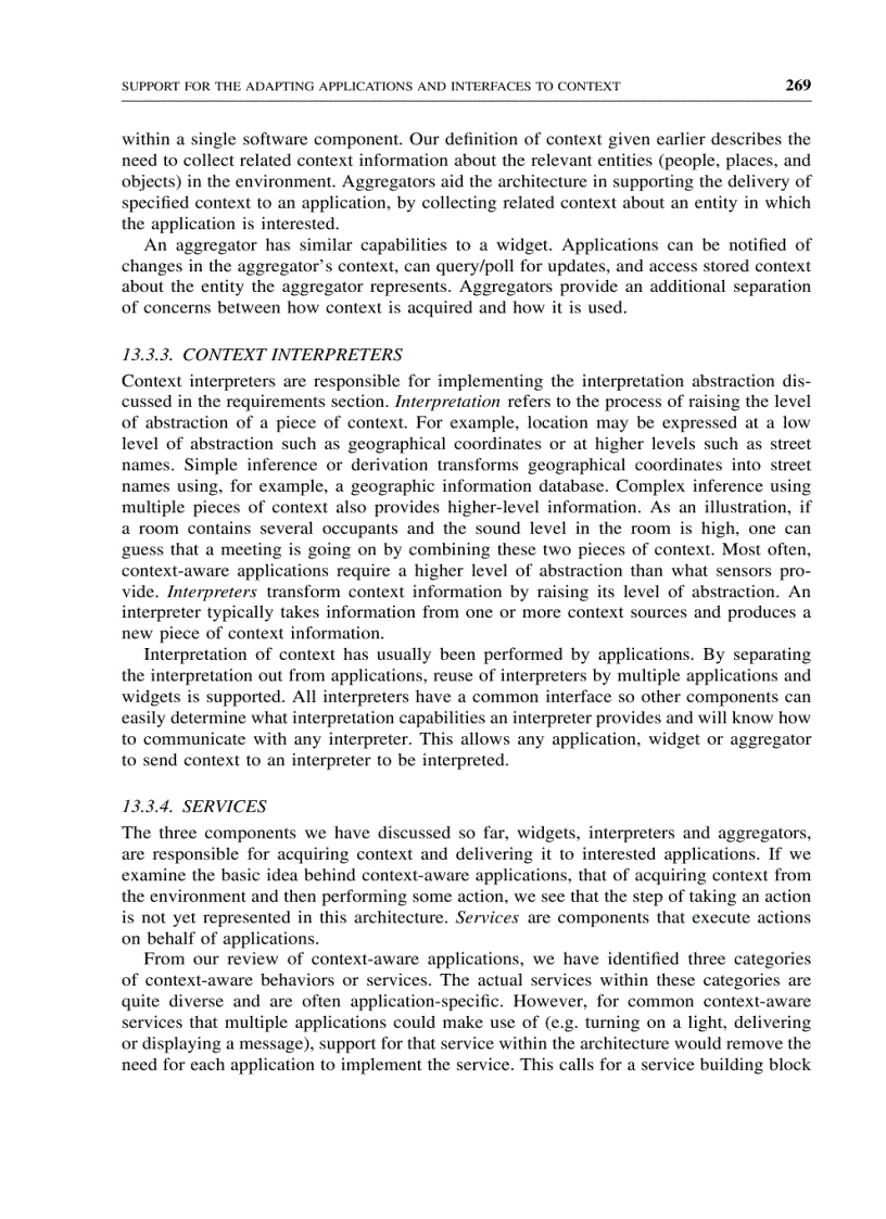 image for page Support for the adapting applications and interfaces to context