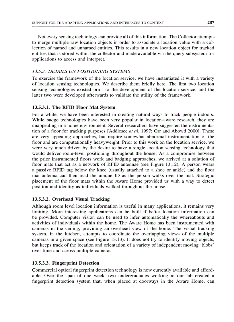 image for page Support for the adapting applications and interfaces to context