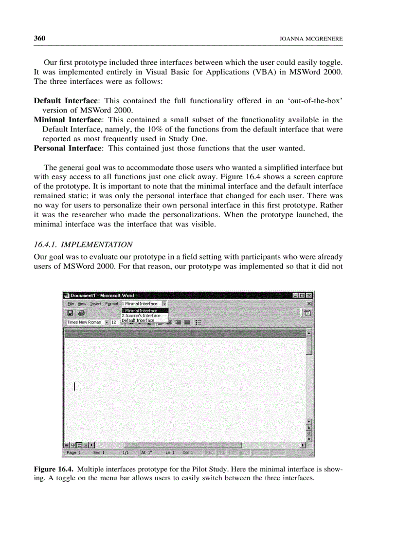 image for page Multiple interfaces for a complex commercial word processor