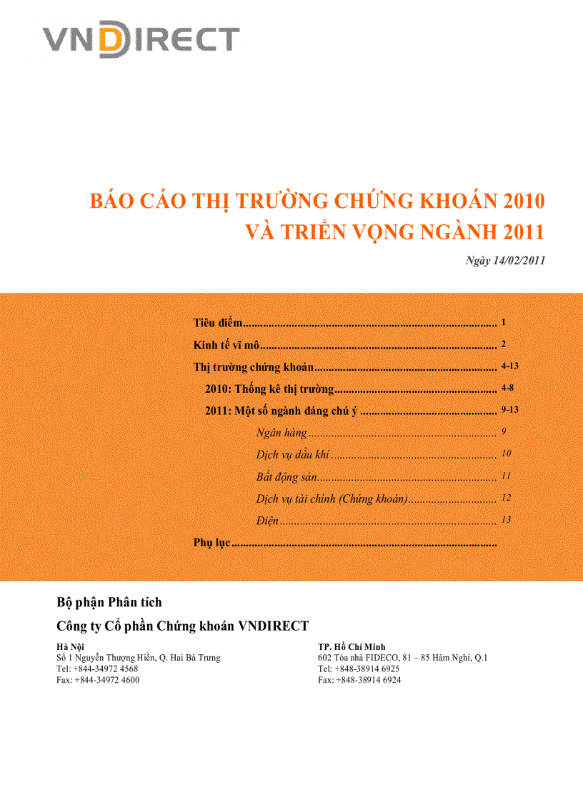 image for page Báo cáo thị trường chứng khoán 2010 và triển vọng ngành 2011