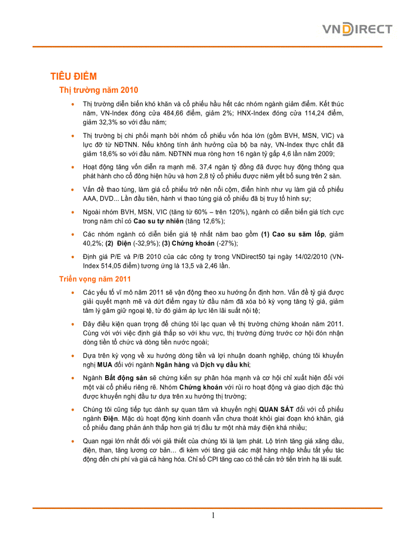 image for page Báo cáo thị trường chứng khoán 2010 và triển vọng ngành 2011