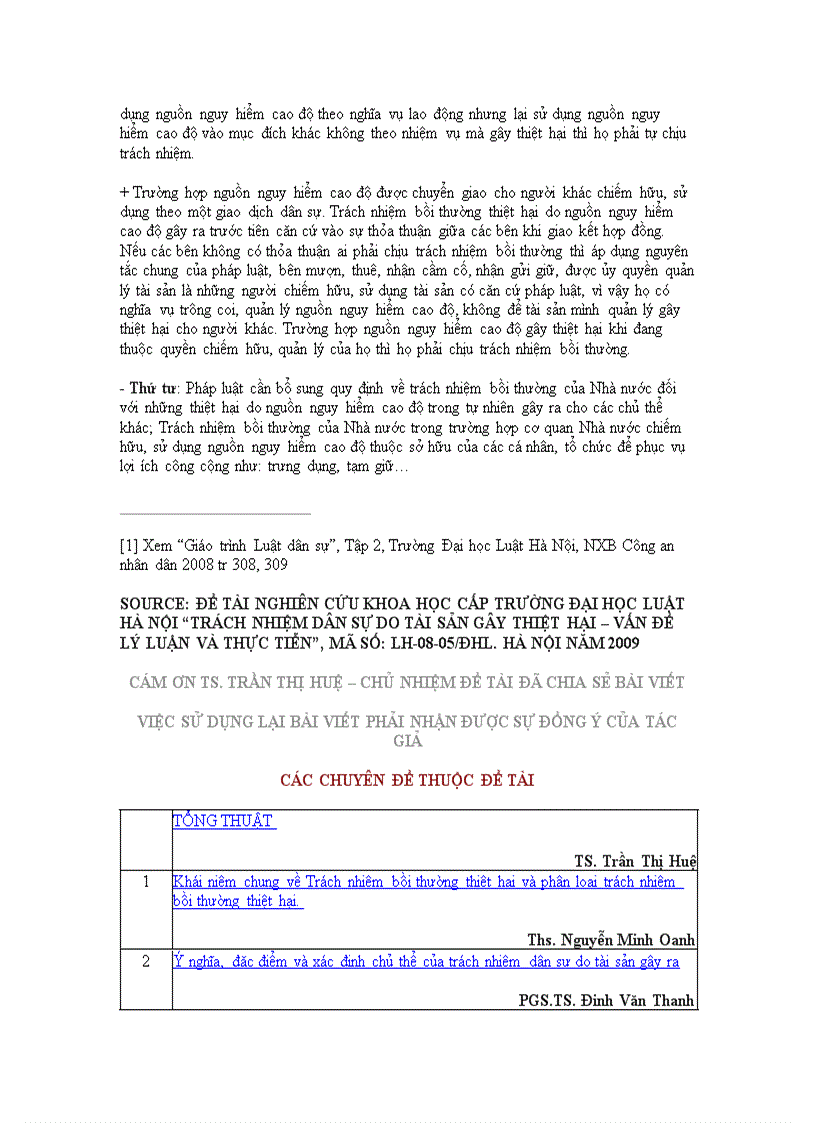 image for page Trách nhiệm bồi thường thiệt hại do nguồn nguy hiểm cao độ gây ra