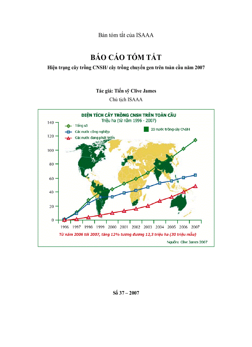 image for page Hiện trạng cây trồng CNSH cây trồng chuyển gen trên toàn cầu năm 2007
