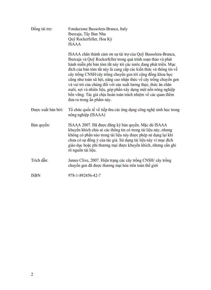 image for page Hiện trạng cây trồng CNSH cây trồng chuyển gen trên toàn cầu năm 2007