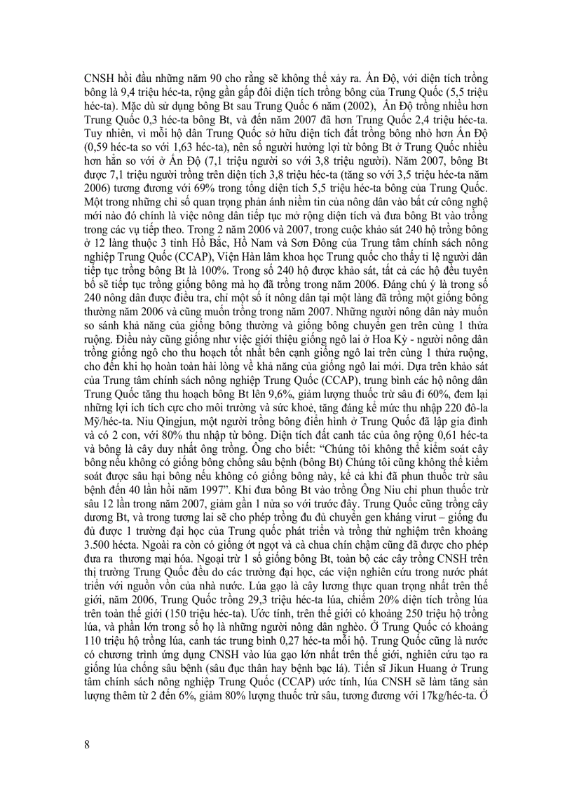 image for page Hiện trạng cây trồng CNSH cây trồng chuyển gen trên toàn cầu năm 2007