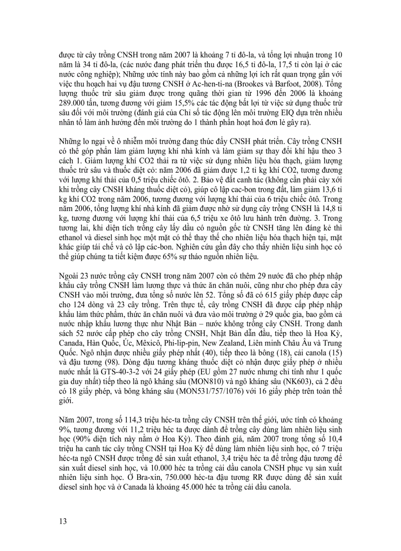 image for page Hiện trạng cây trồng CNSH cây trồng chuyển gen trên toàn cầu năm 2007