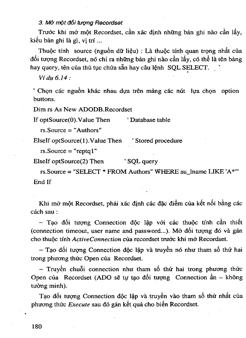 image for page Mở một đối tượng RecordSet