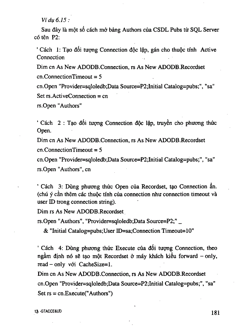 image for page Mở một đối tượng RecordSet