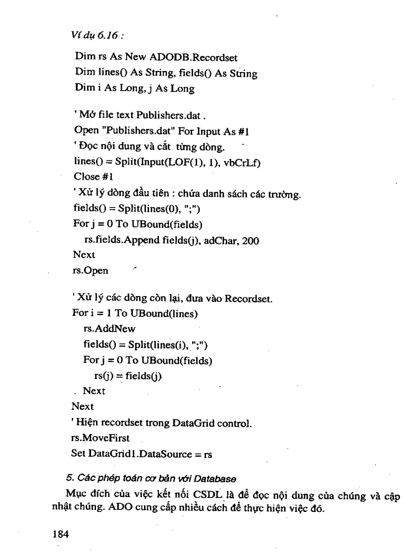 image for page Mở một đối tượng RecordSet