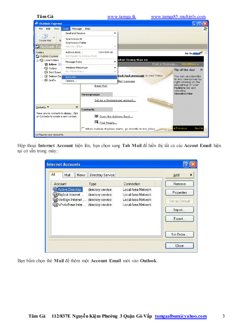 image for page Hướng dẫn Đăng Ký Sữ Dụng Outlook Express
