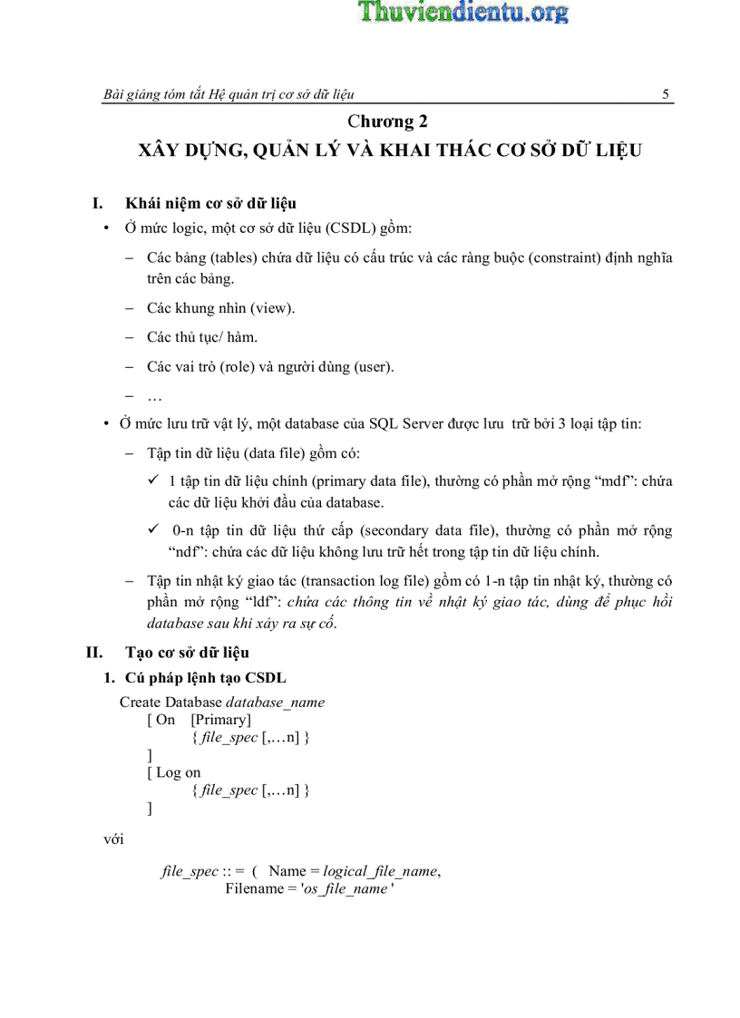 image for page Tổng quan về hệ quản trị cơ sở dữ liệu