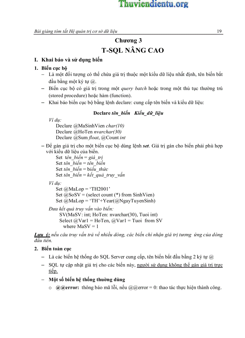 image for page Tổng quan về hệ quản trị cơ sở dữ liệu