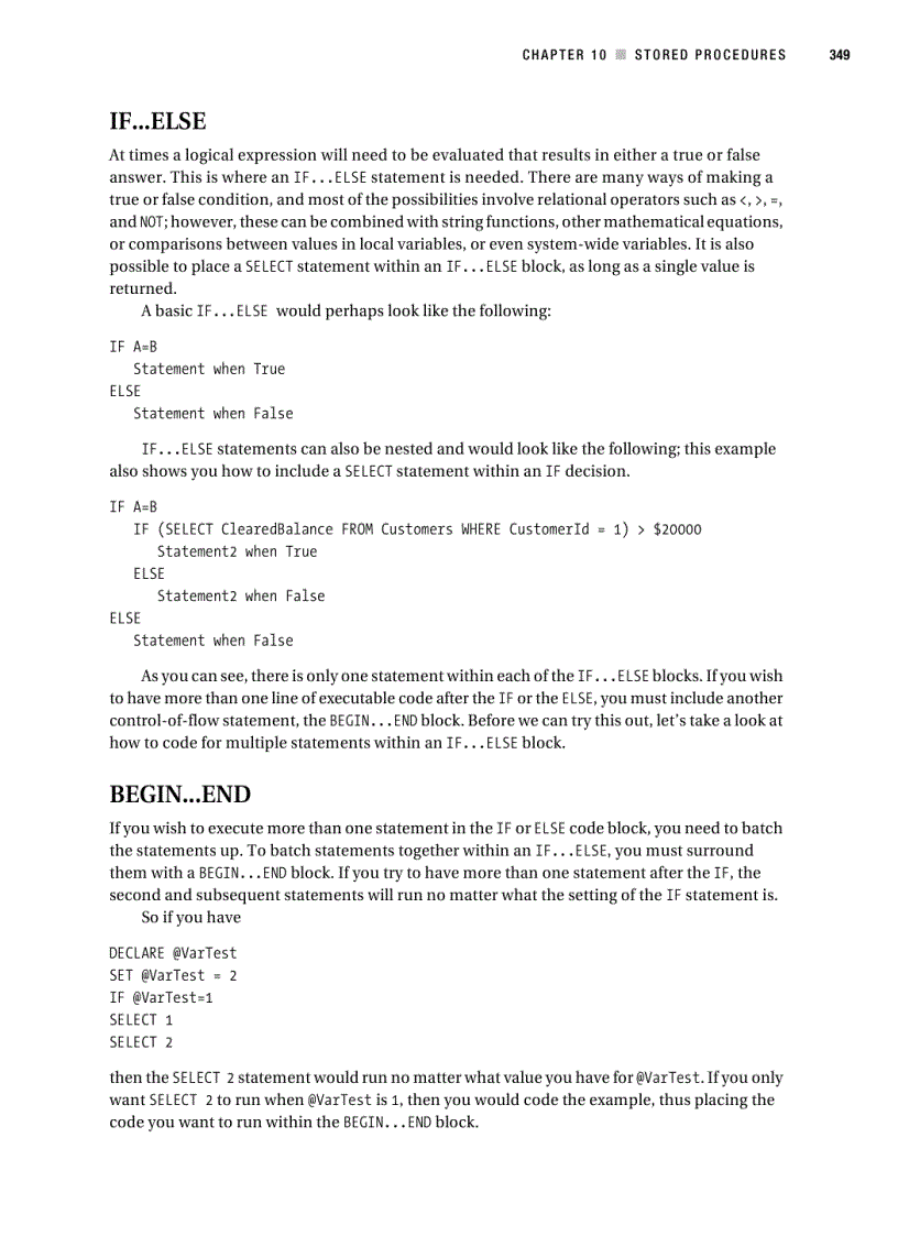 image for page Stored procedures