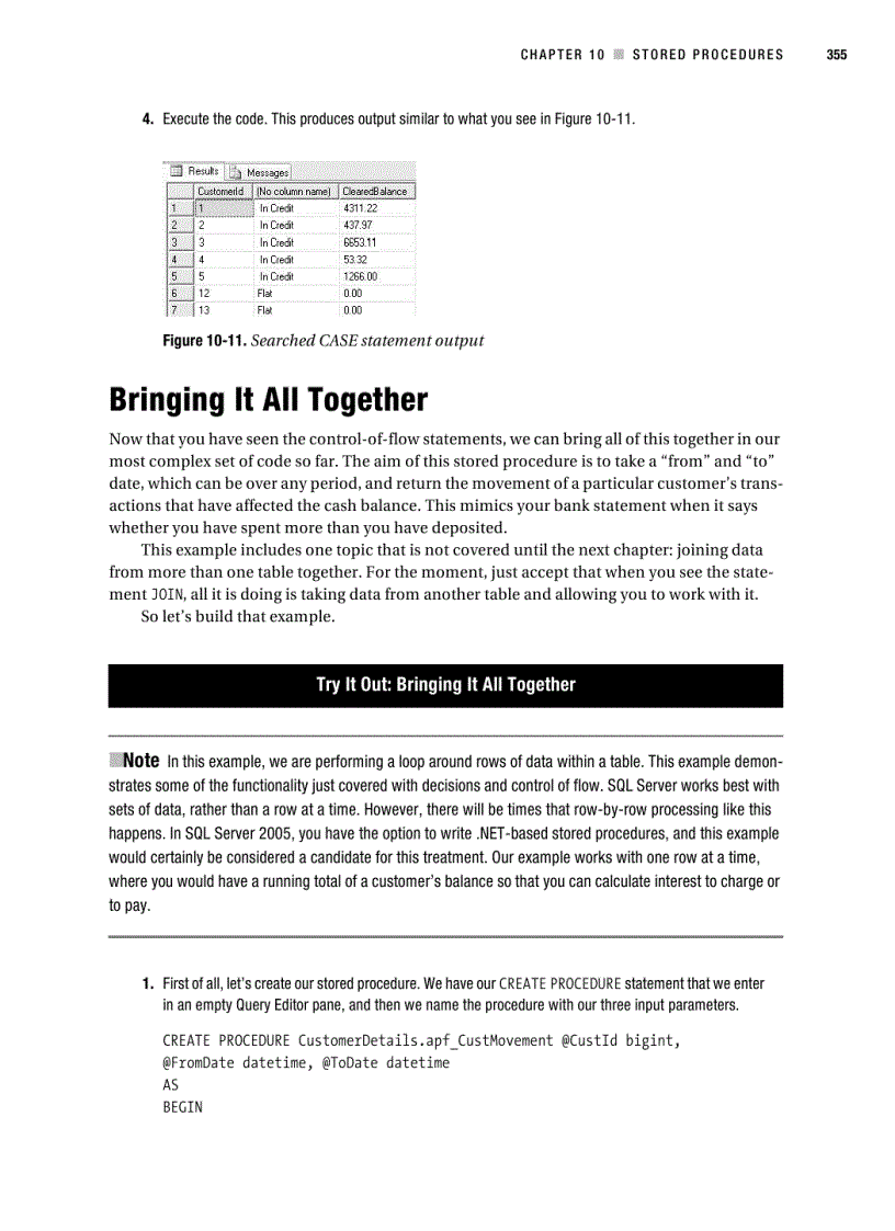 image for page Stored procedures