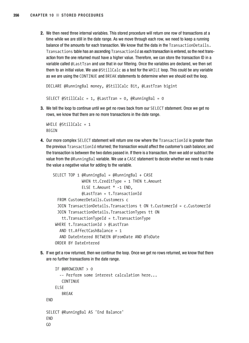 image for page Stored procedures